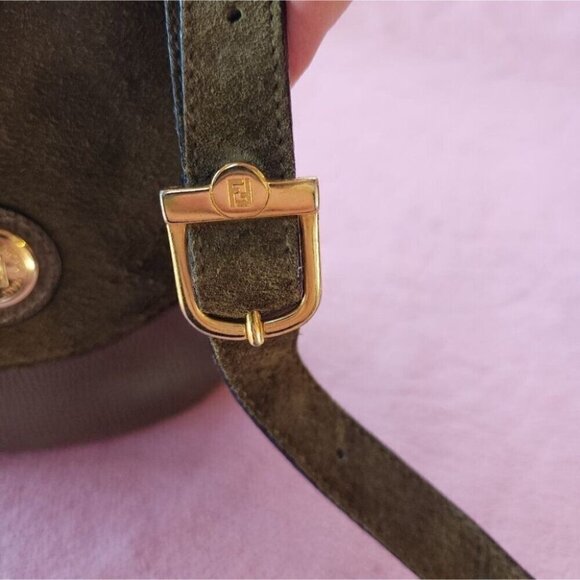 Fendi Green Leather and Suede Crossbody Bag - Picture 13 of 16
